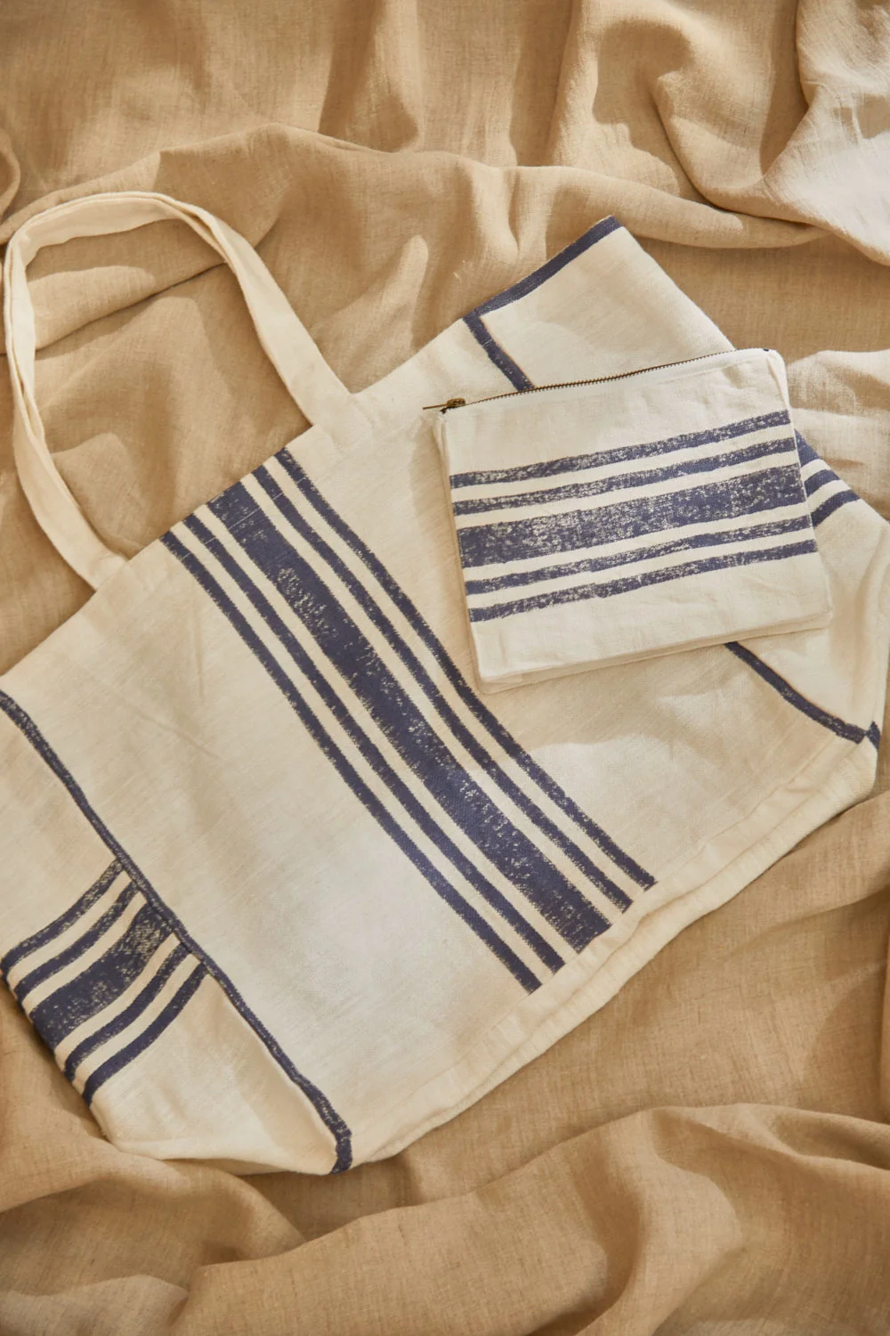 Bolso de lino estampado a rayas azules Lili - Image 6