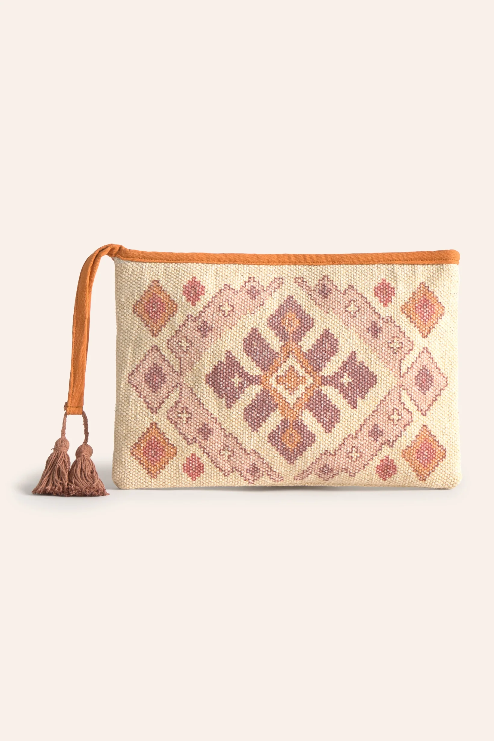Bolso de mano de algodón dhurrie con print Aisha - Image 8
