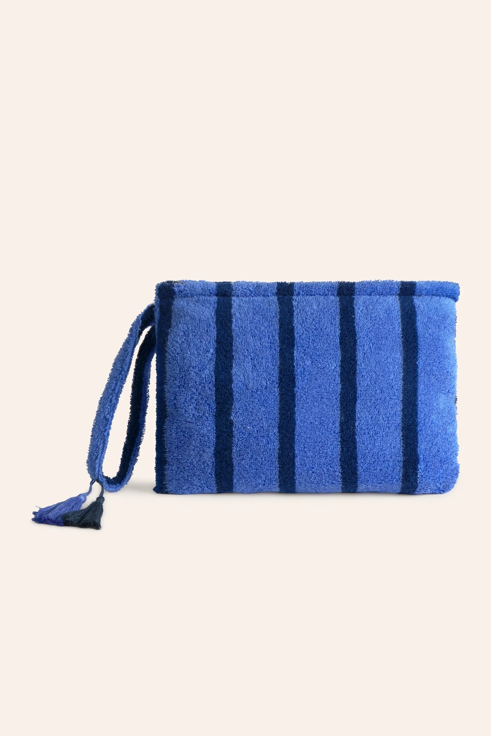 Bolso de mano de algodón rizo con diseño a rayas azules Saturno - Image 3
