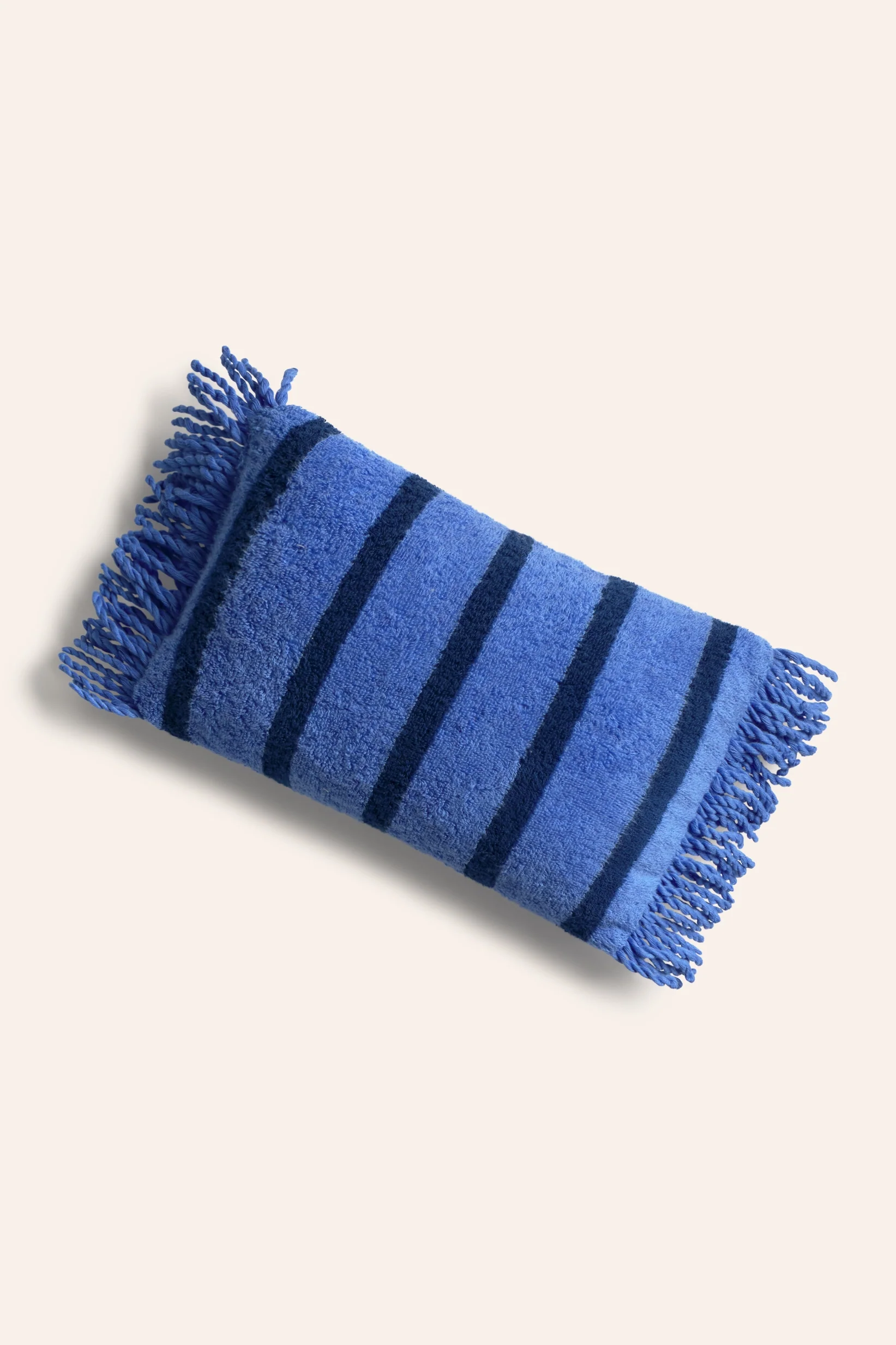 Cojín de playa de algodón rizo con diseño a rayas azules Saturno - Image 3