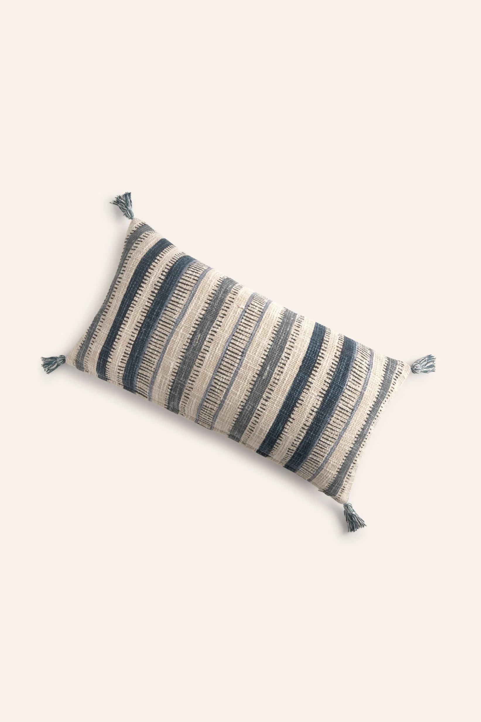 Funda de cojín rectangular de algodón con a rayas en tonos azules Tacna - Image 5