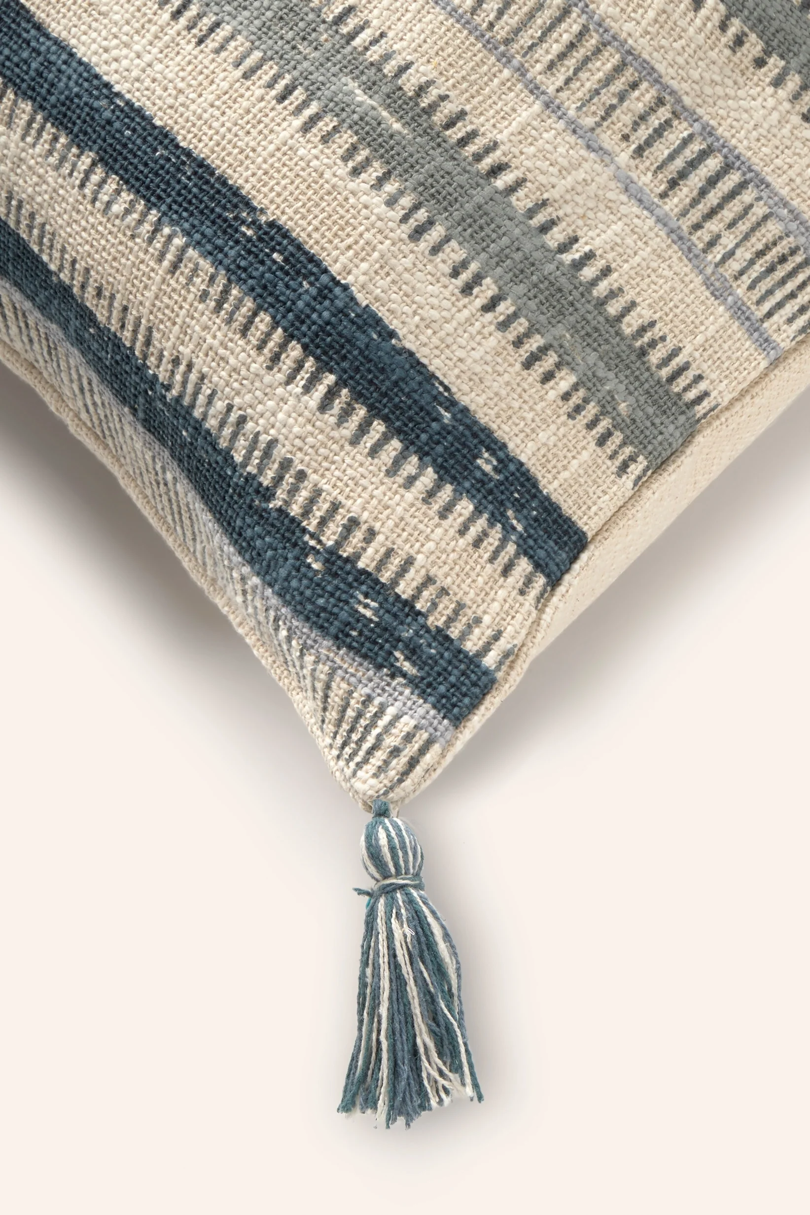 Funda de cojín rectangular de algodón con a rayas en tonos azules Tacna - Image 6