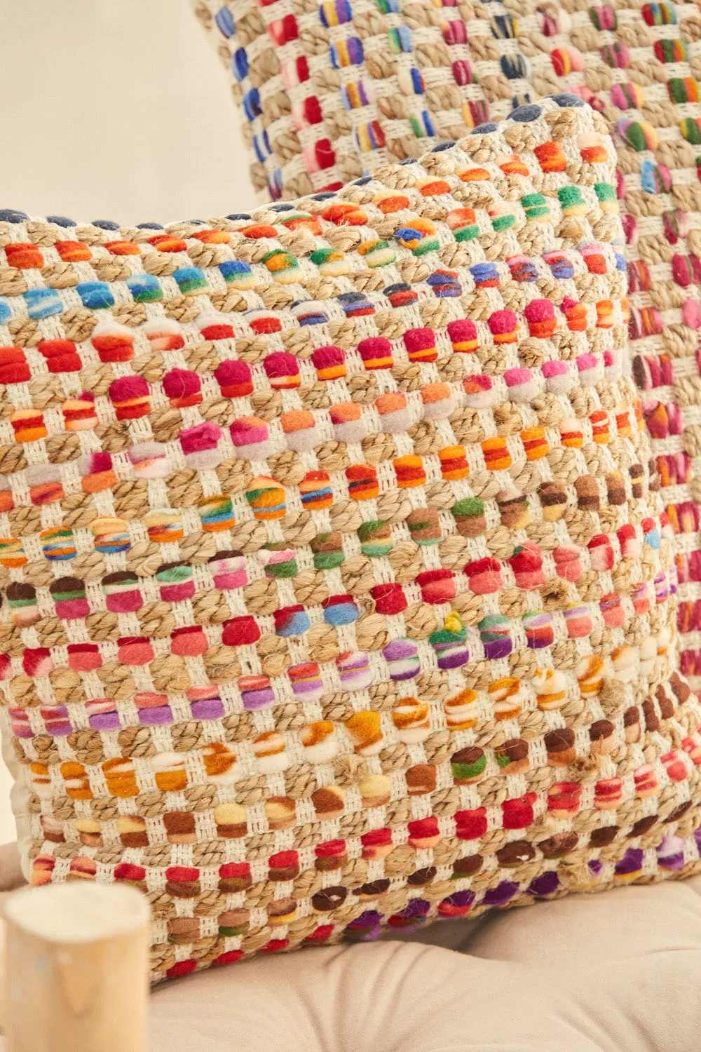 Funda de cojín de yute y tela multicolor Cando - Image 7