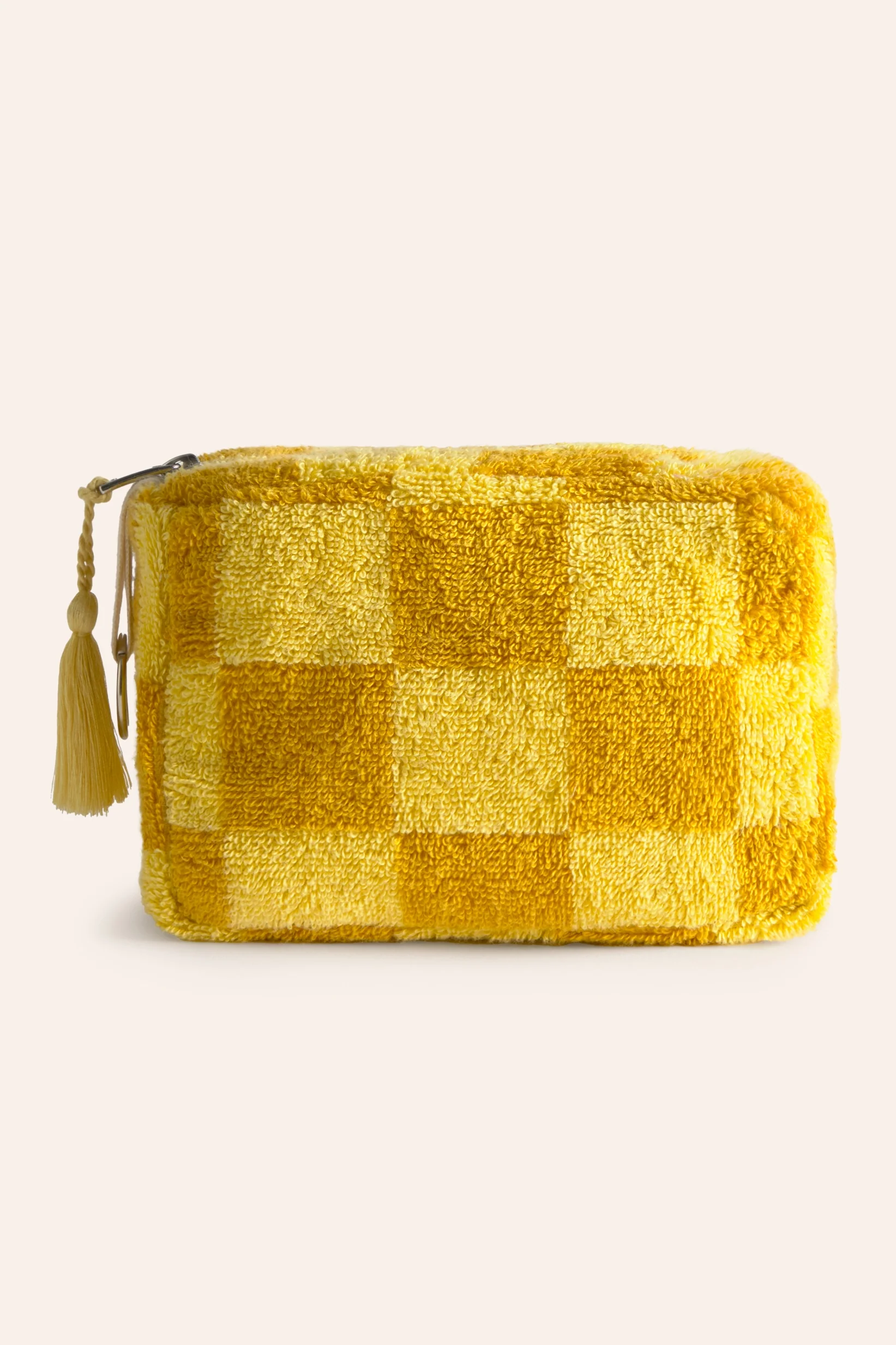 Neceser de algodón rizo con diseño a cuadros mostazas Pipa - Image 8