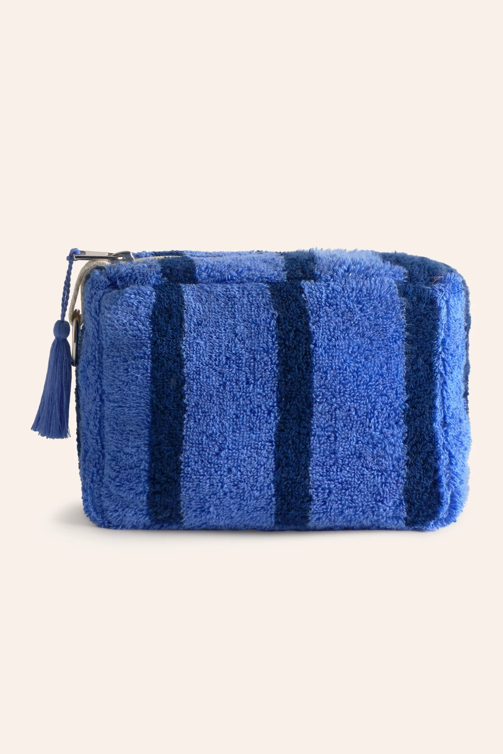 Neceser de algodón rizo con diseño a rayas azules Saturno - Image 4