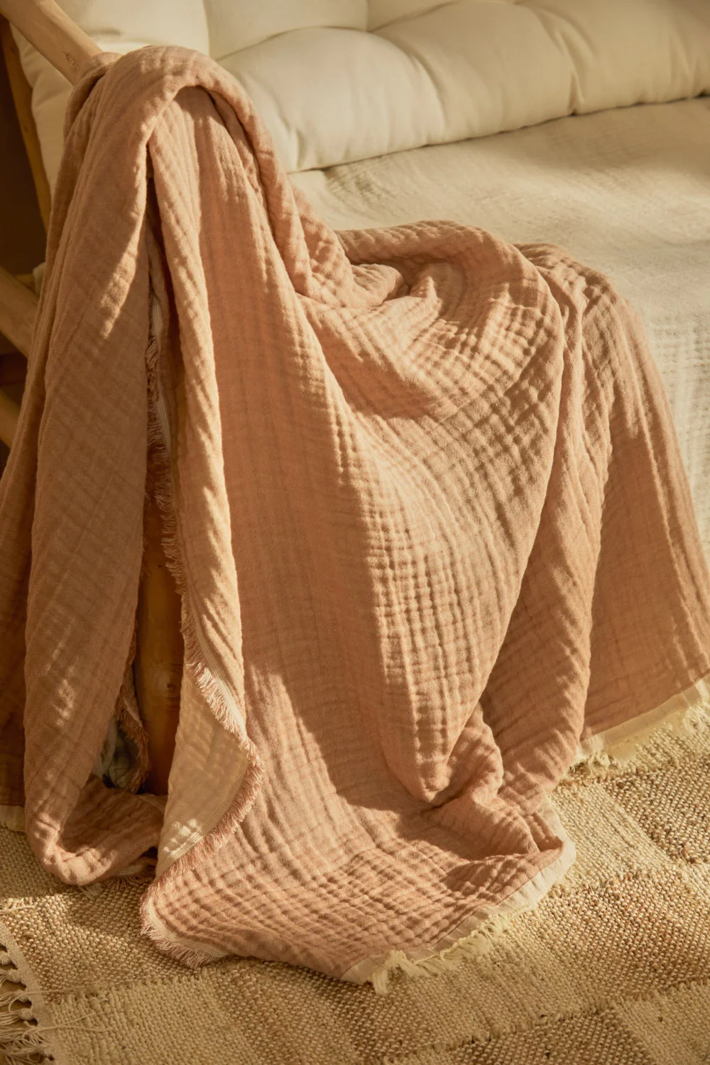 Plaid de muselina de algodón marrón Layer - Image 3
