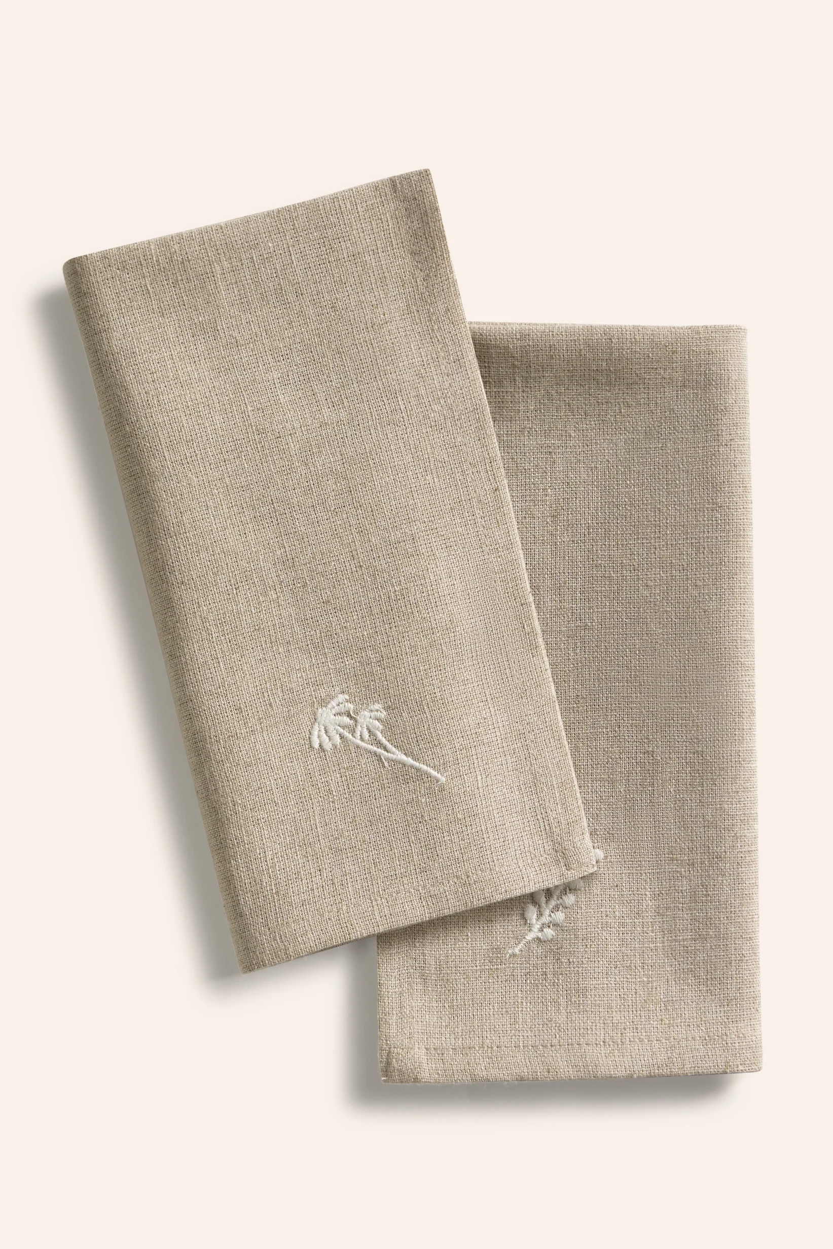 Set de 2 servilletas de lino bordadas en tonos crudos Spring - Image 3