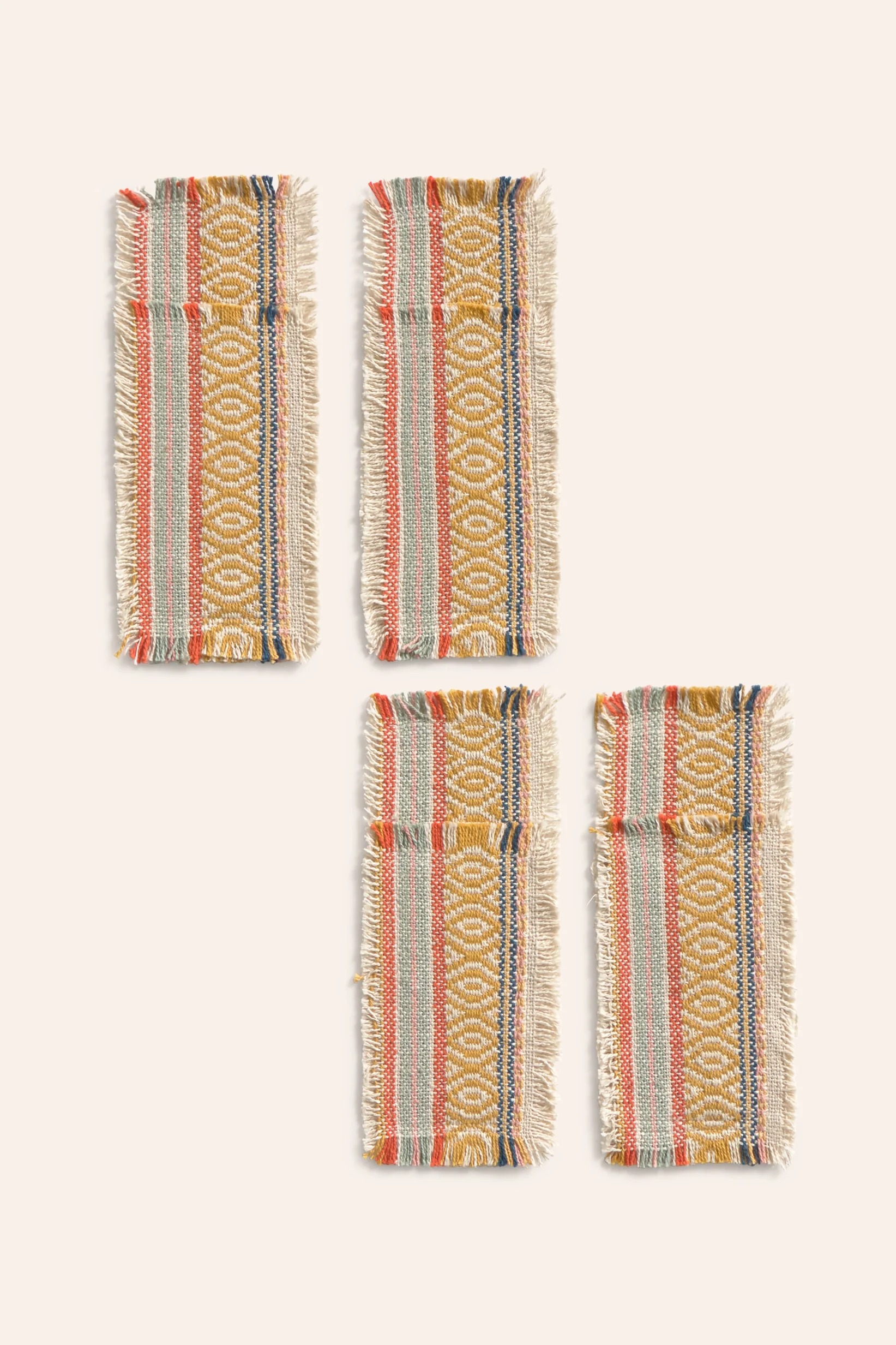 Set de 4 fundas de cubiertos de algodón jacquard mostaza Vedra - Image 3